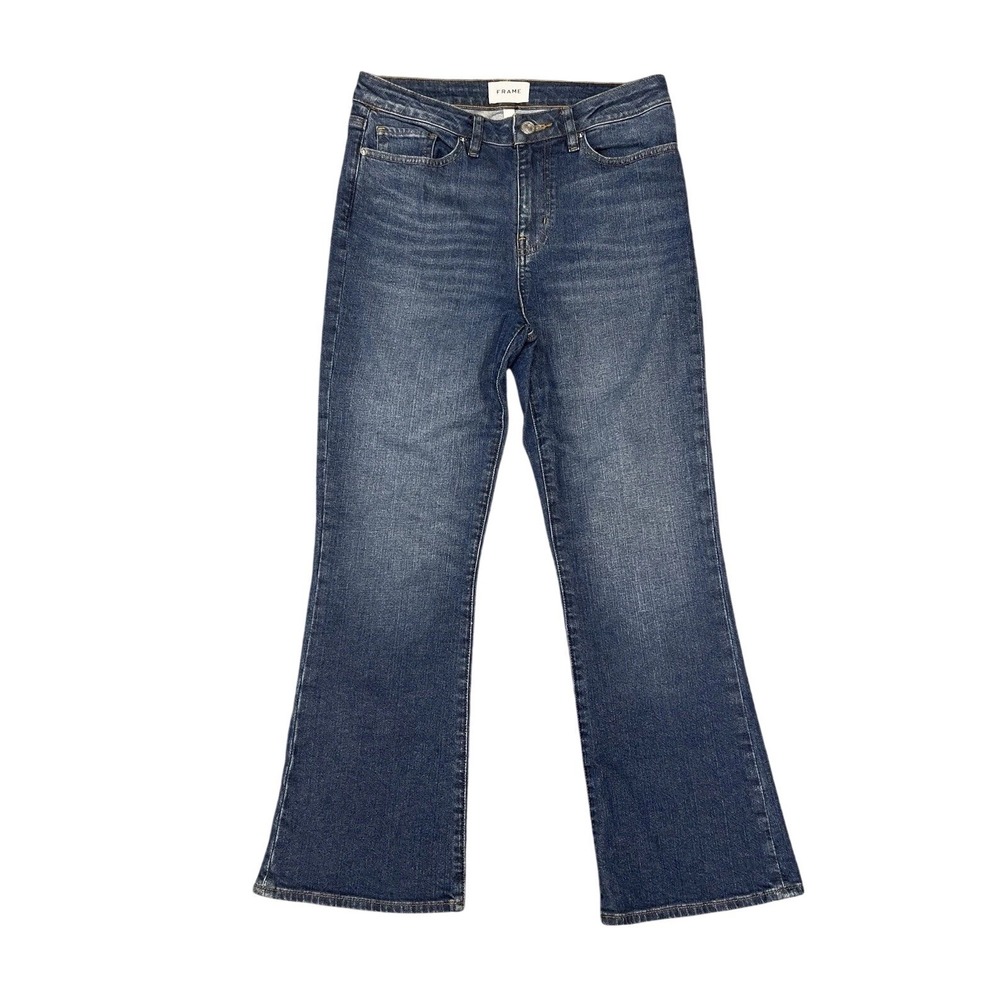 FRAME Le Crop Mini Boot Jeans Womens 29 Kinmount Blue Cropped Bootcut Denim